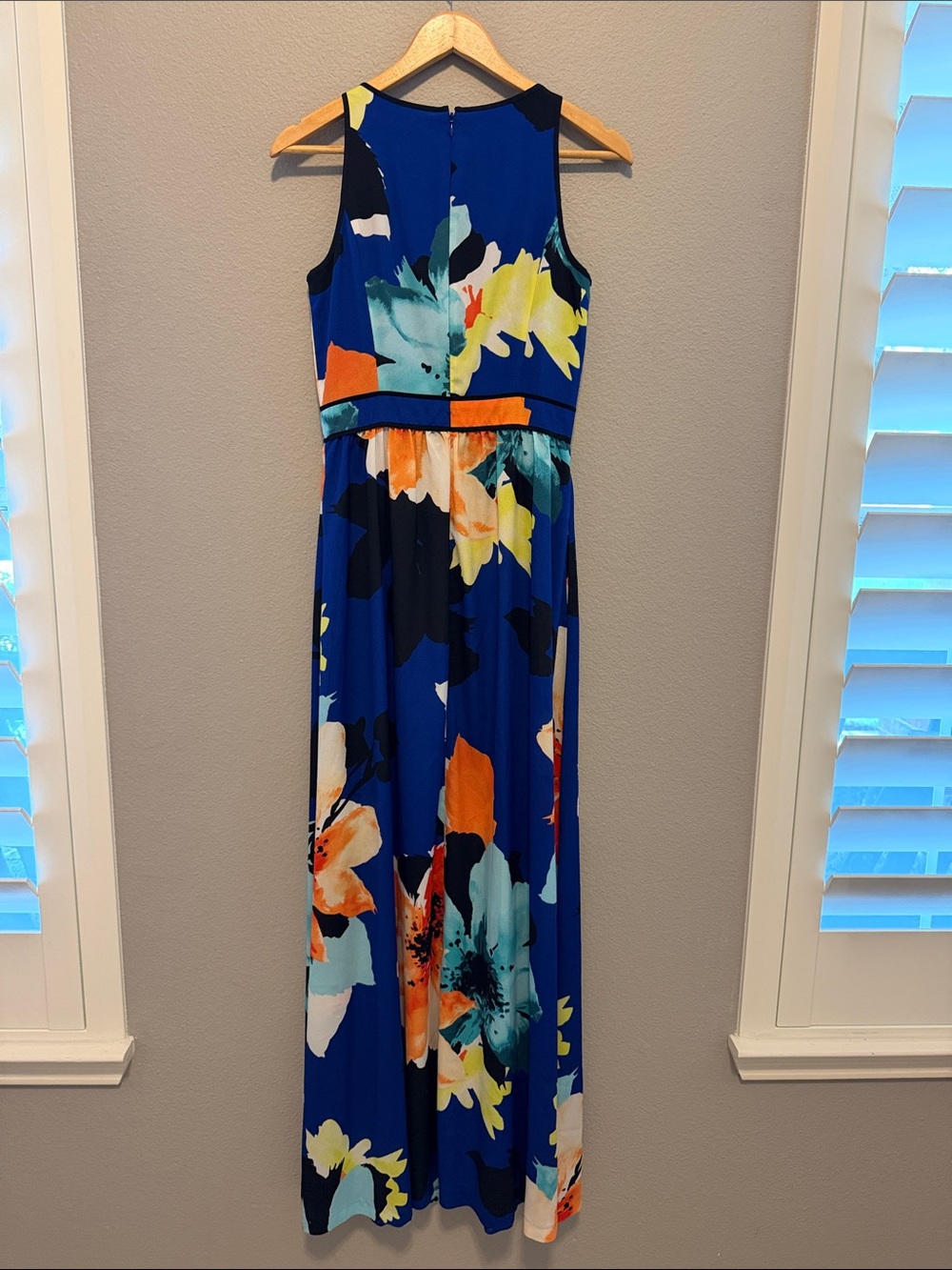 Vince Camuto Royal Blue Floral Maxi Dress 4 - Picture 6 of 6